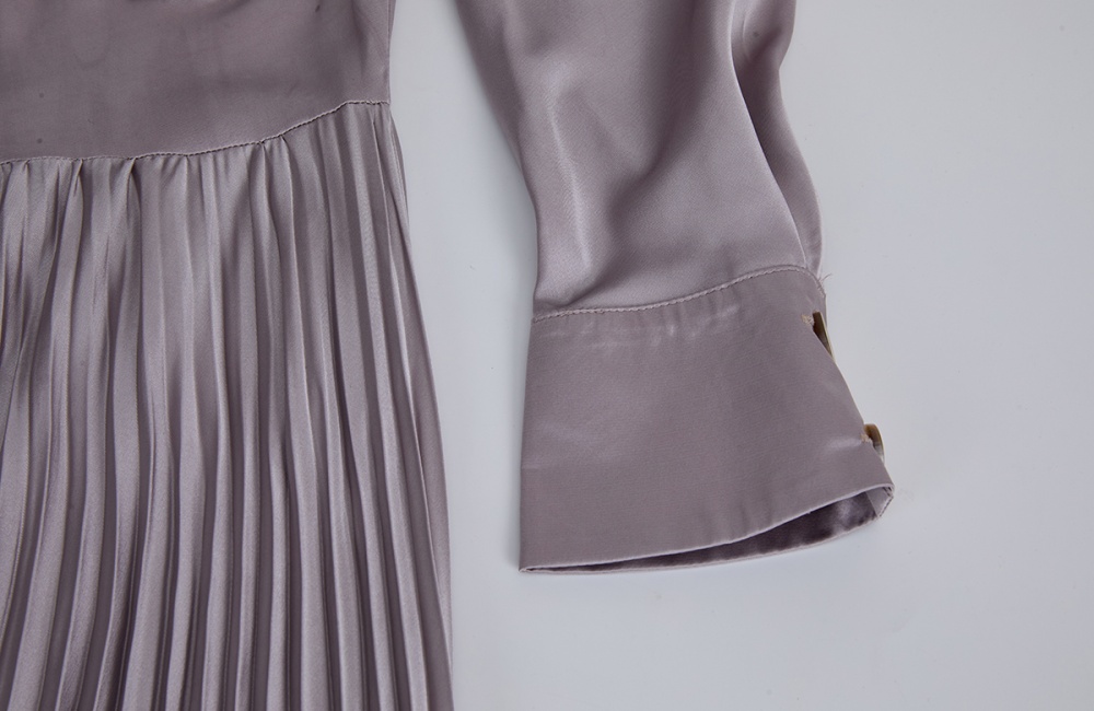 Frenum shirt collar big skirt pinched waist dress