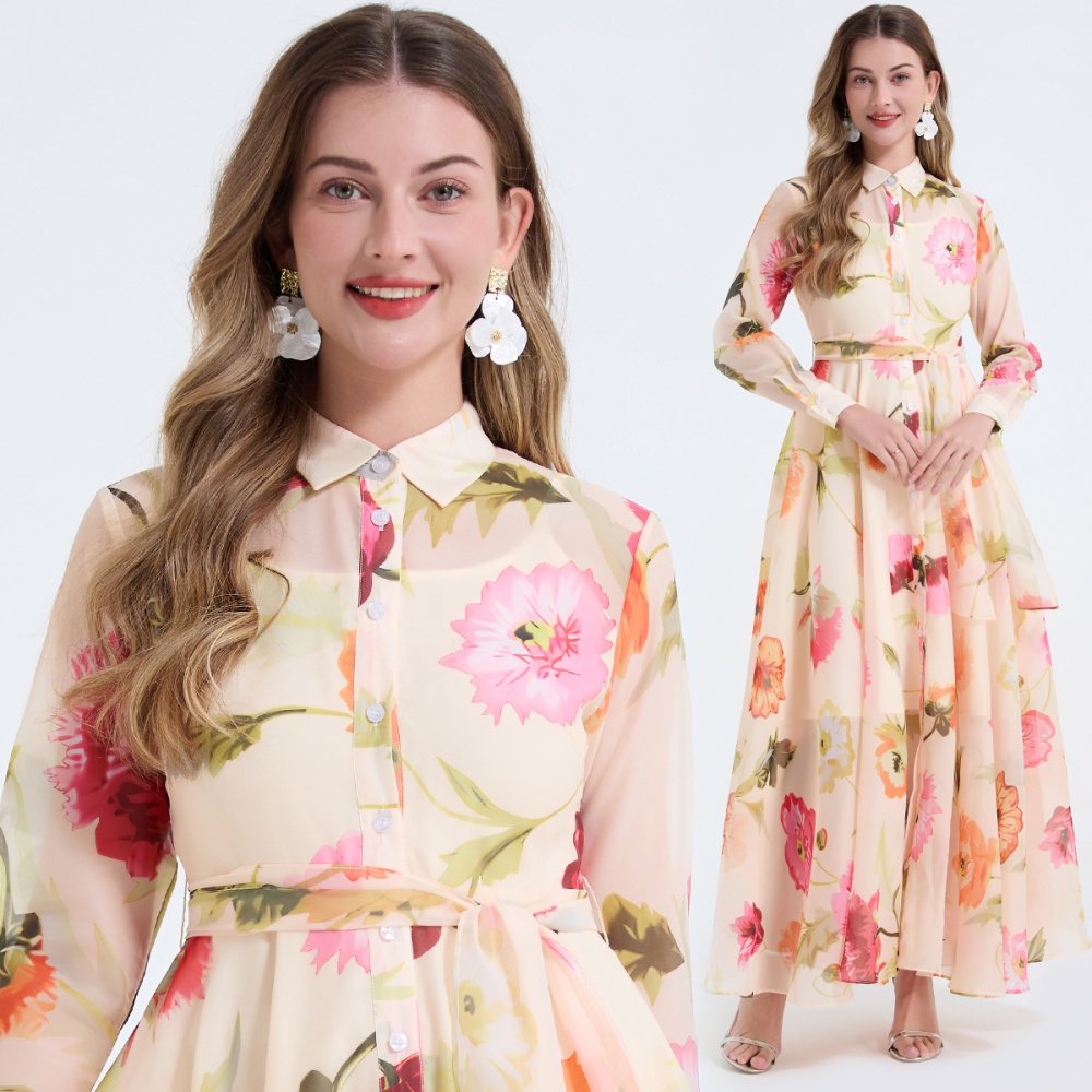 Slim pinched waist dress bandage European style shirt