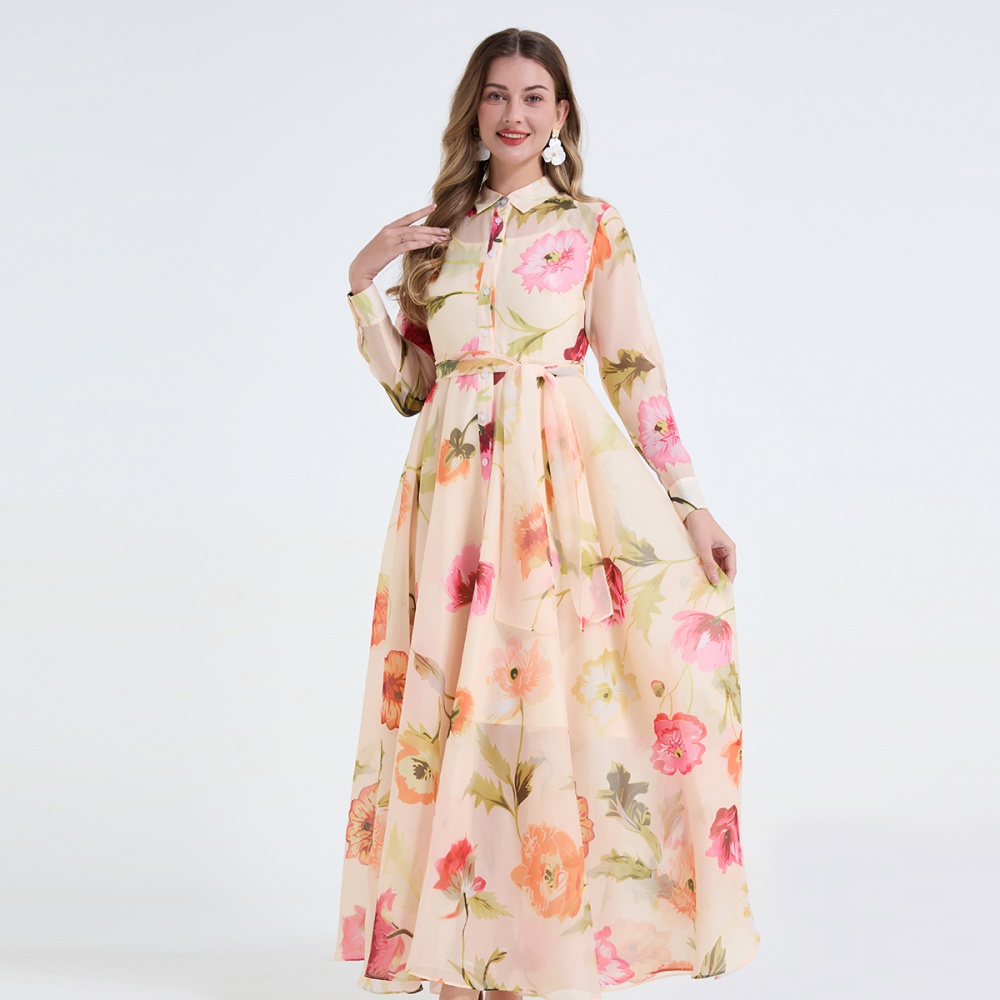 Slim pinched waist dress bandage European style shirt