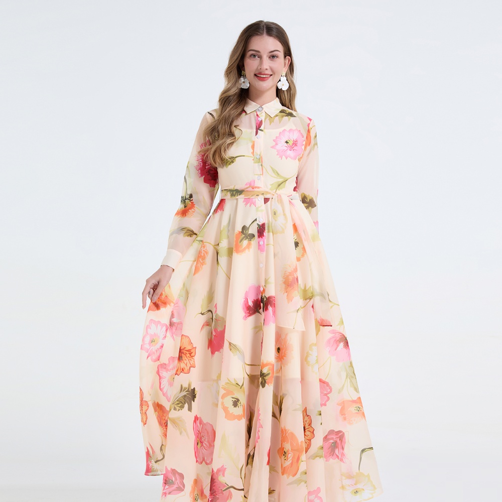 Slim pinched waist dress bandage European style shirt