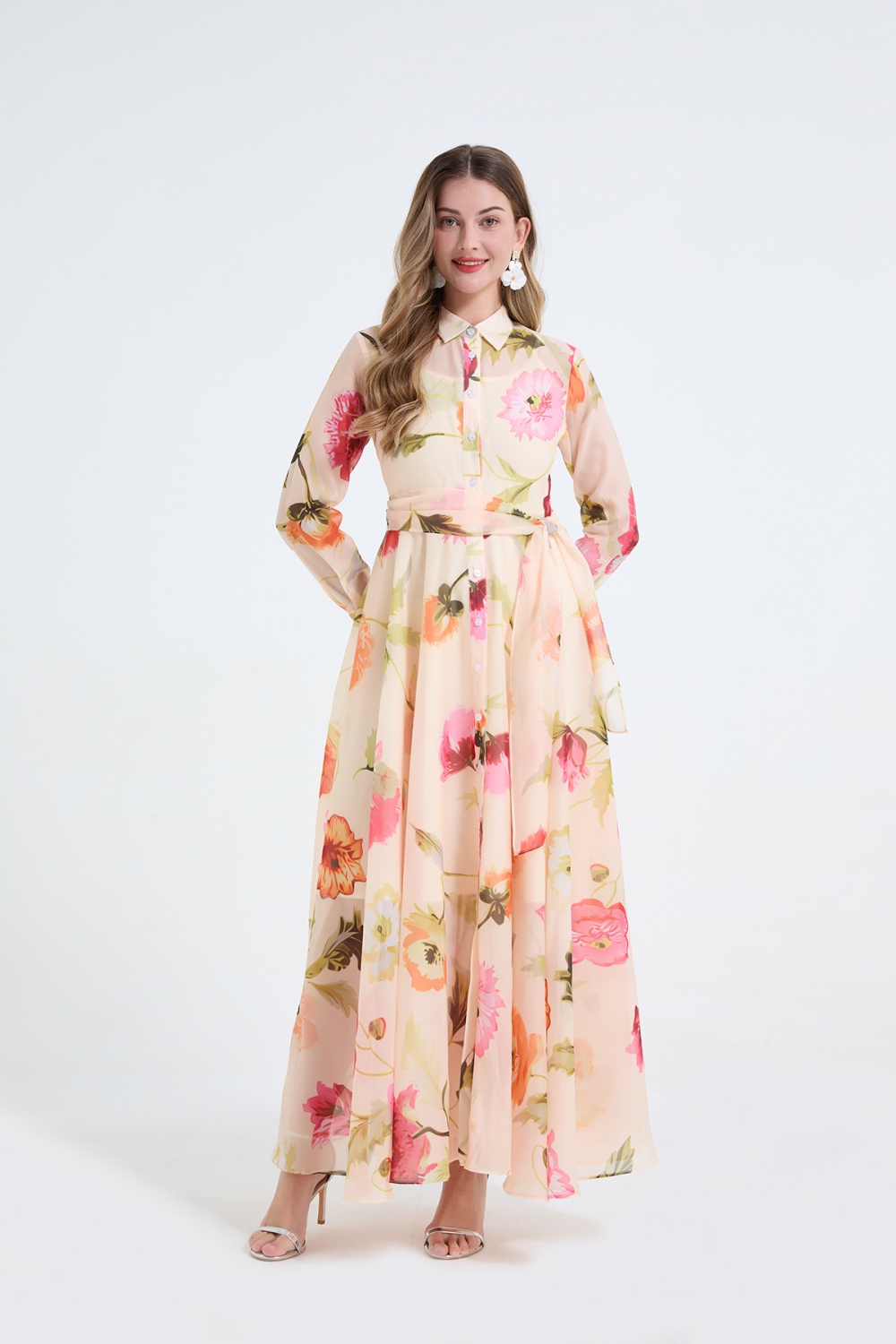 Slim pinched waist dress bandage European style shirt