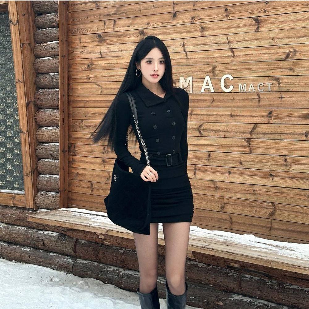 Mermaid package hip dress plus velvet slim belt