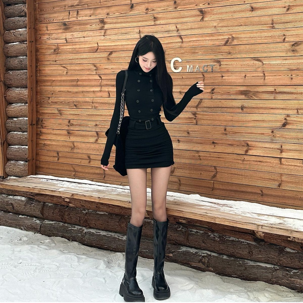 Mermaid package hip dress plus velvet slim belt