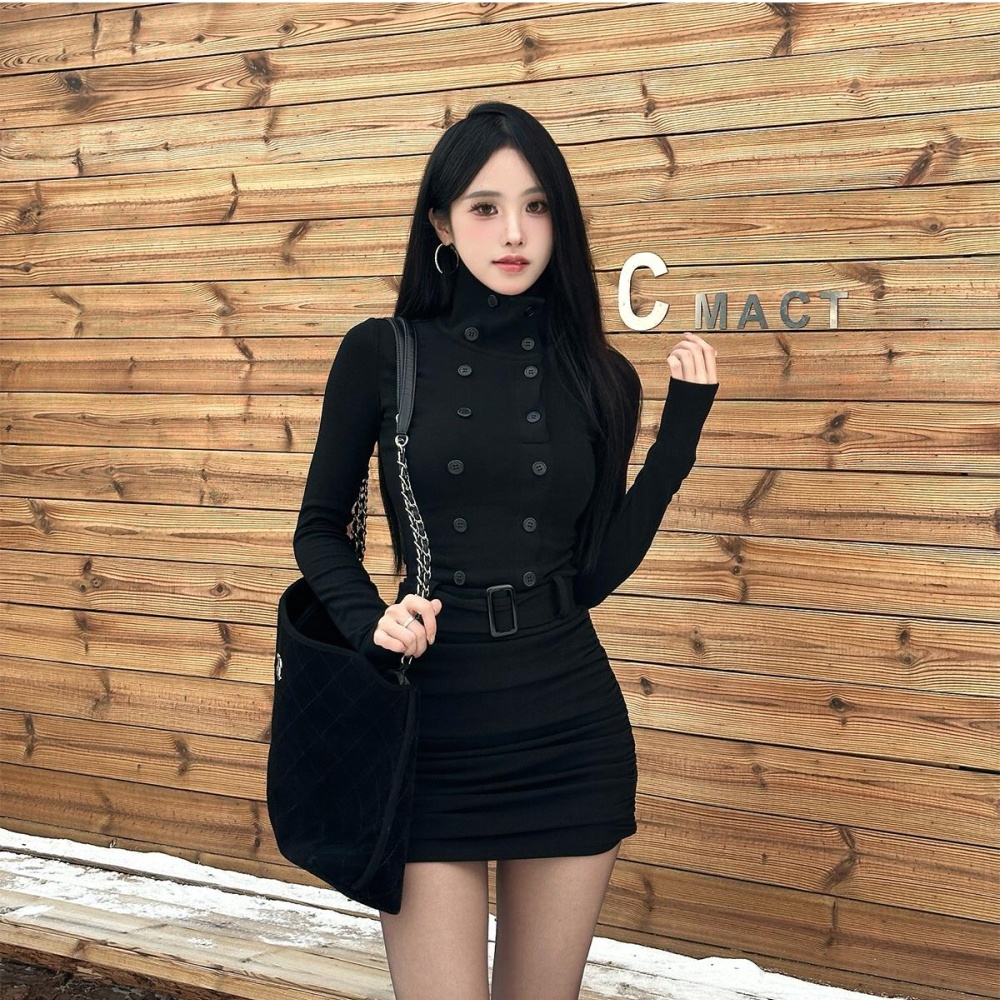 Mermaid package hip dress plus velvet slim belt