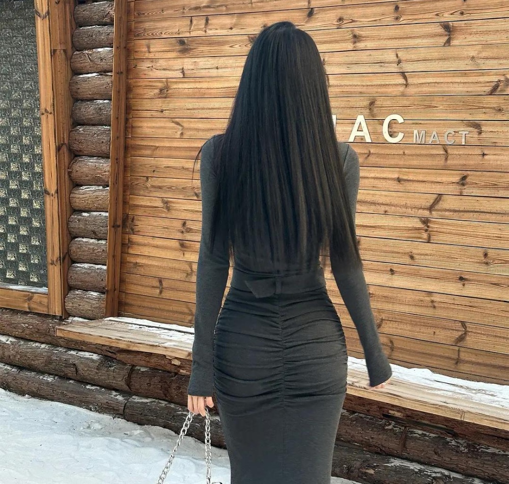 Mermaid winter dress plus velvet package hip belt