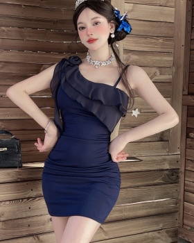 Package hip lotus leaf edges slim dress for women