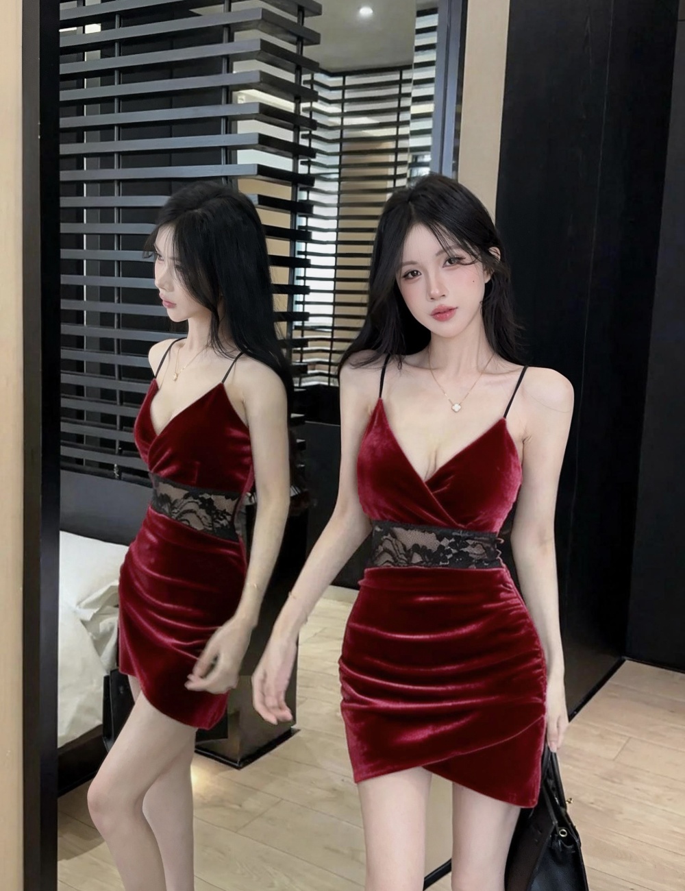 Inside the ride sling tight package hip lace ladies dress