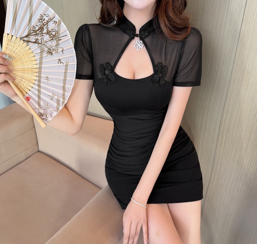 Package hip slim dress temperament short sleeve T-back