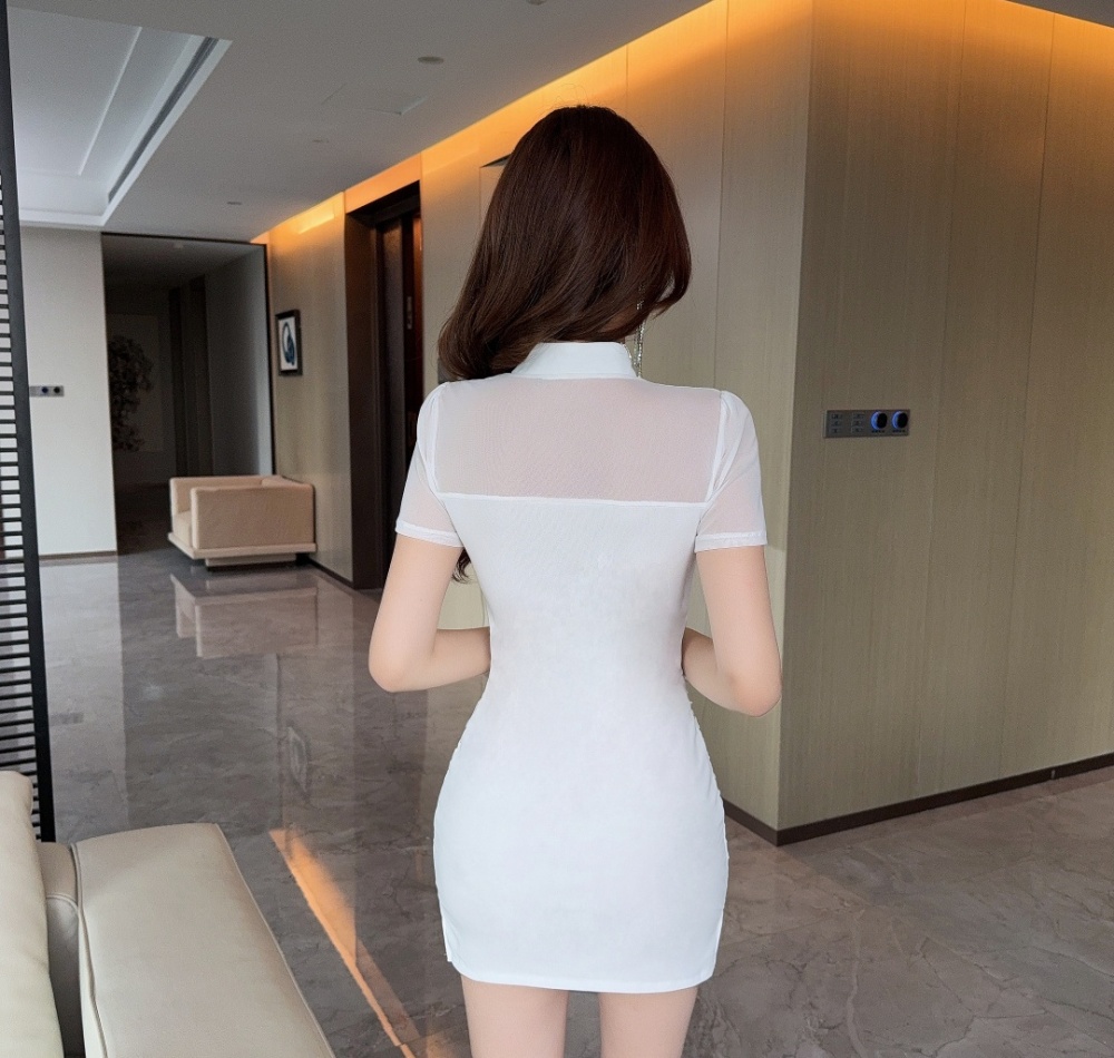 Package hip slim dress temperament short sleeve T-back