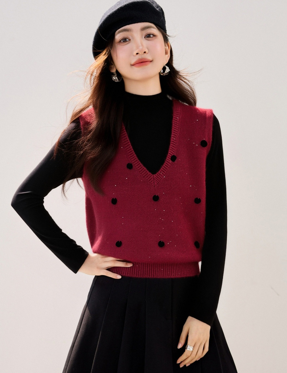 Winter sleeveless sweater spring knitted vest for women