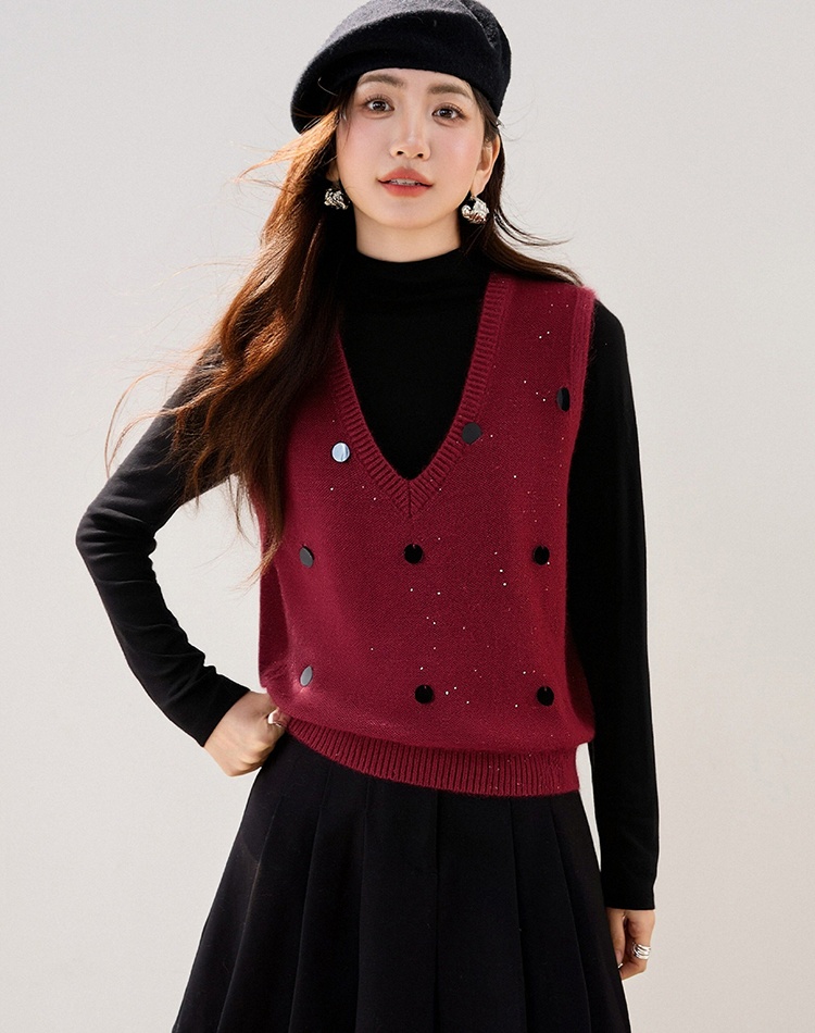 Winter sleeveless sweater spring knitted vest for women