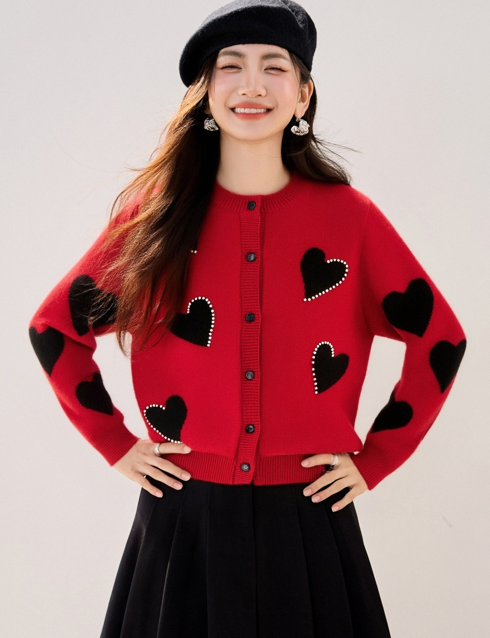 Knitted spring sweater round neck lazy tops