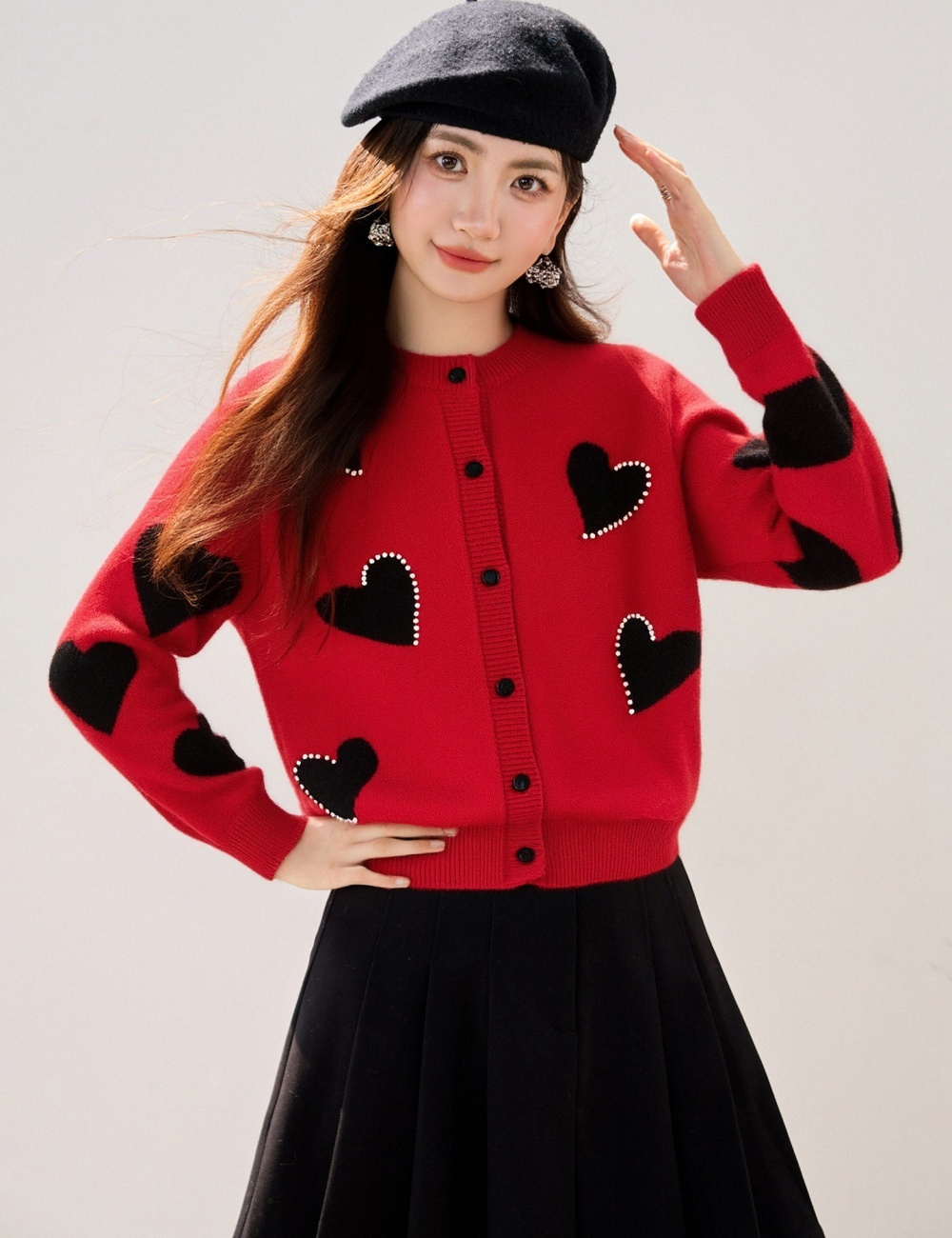 Knitted spring sweater round neck lazy tops