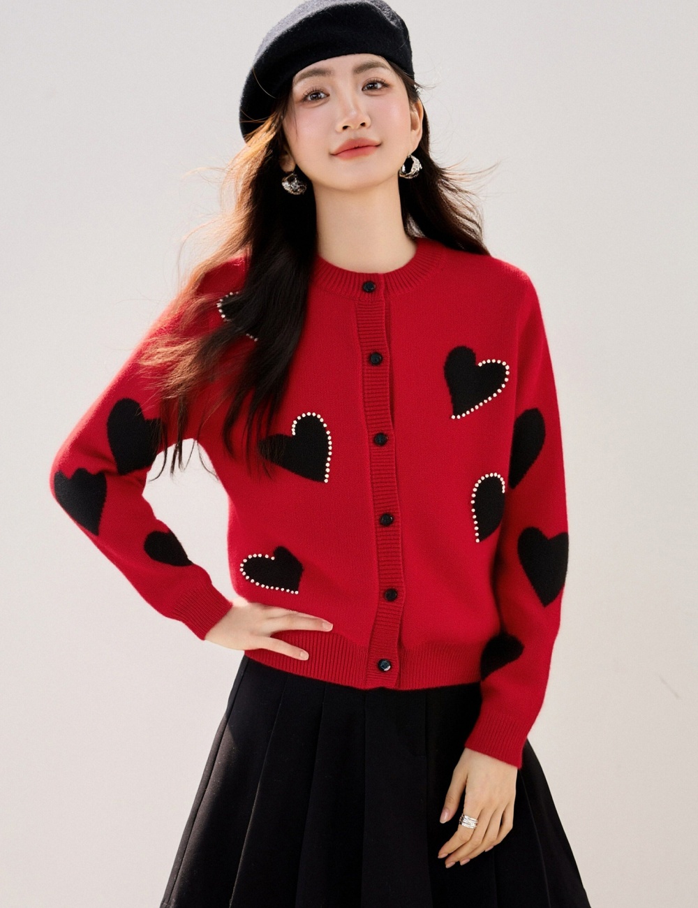 Knitted spring sweater round neck lazy tops