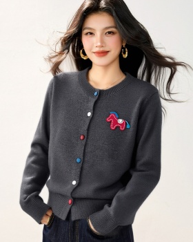 Cartoon autumn and winter cardigan mixed colors spring sweater