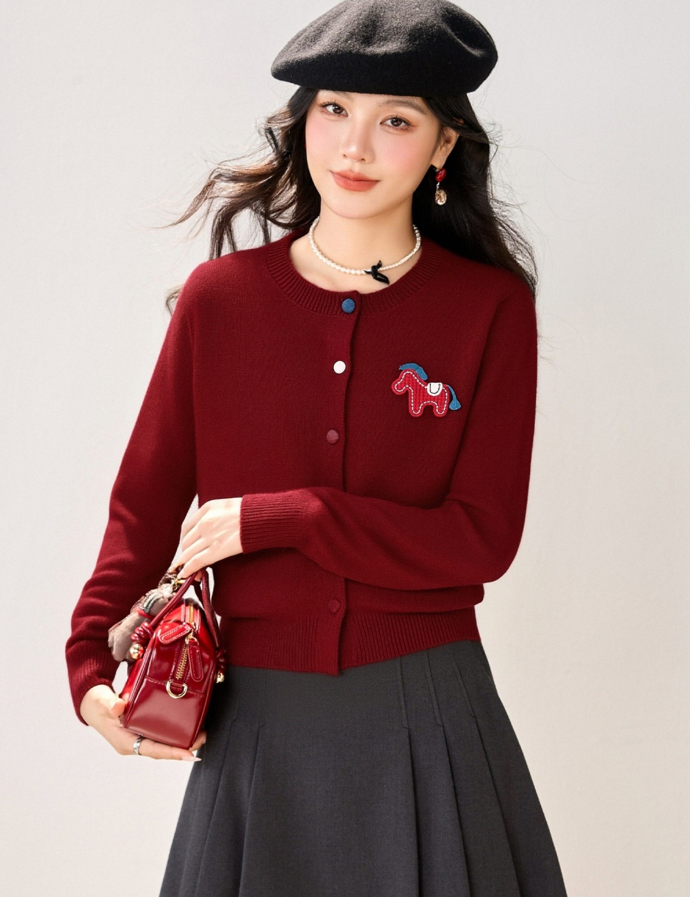 Cartoon autumn and winter cardigan mixed colors spring sweater