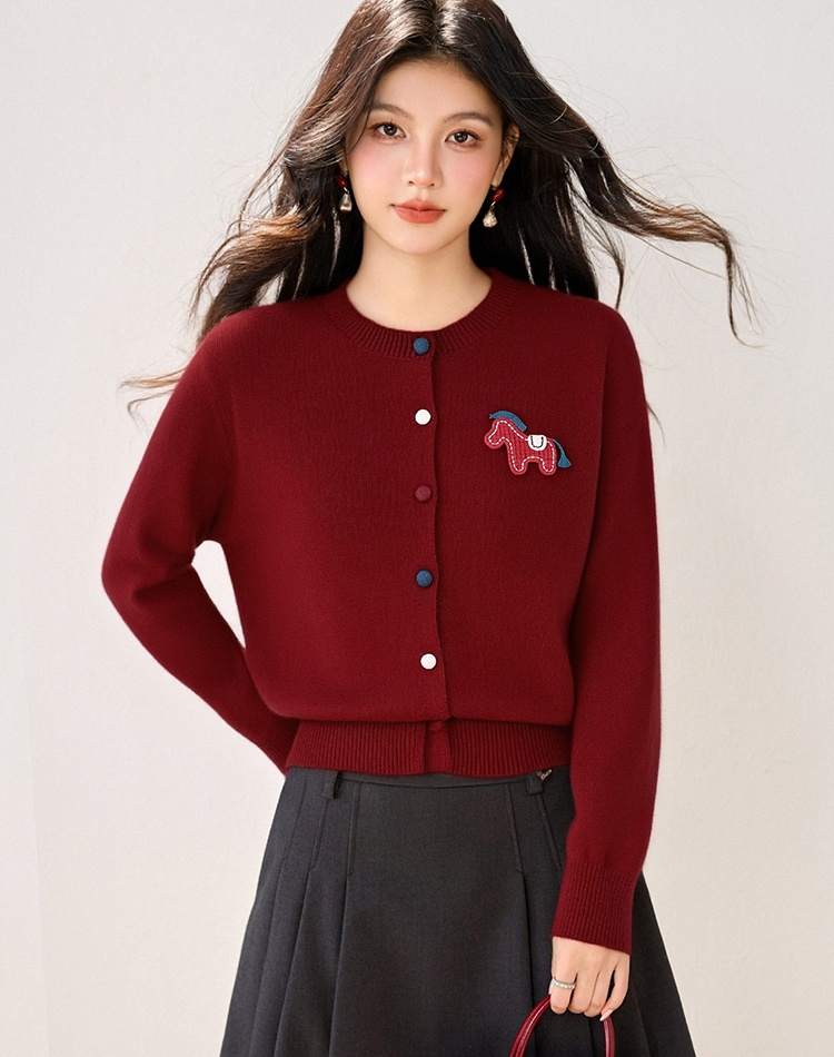 Cartoon autumn and winter cardigan mixed colors spring sweater