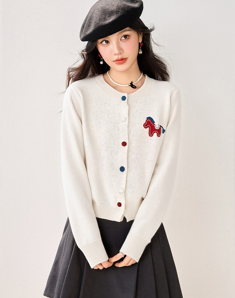 Cartoon autumn and winter cardigan mixed colors spring sweater