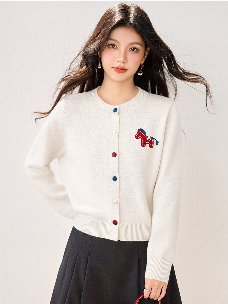 Cartoon autumn and winter cardigan mixed colors spring sweater