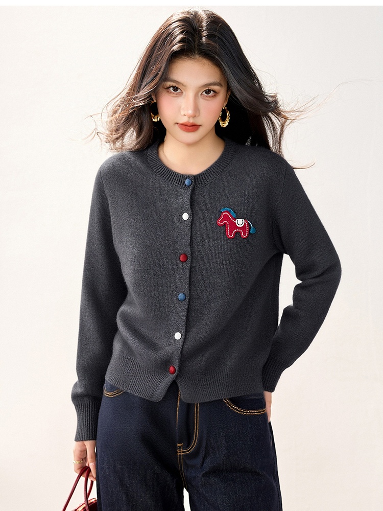 Cartoon autumn and winter cardigan mixed colors spring sweater