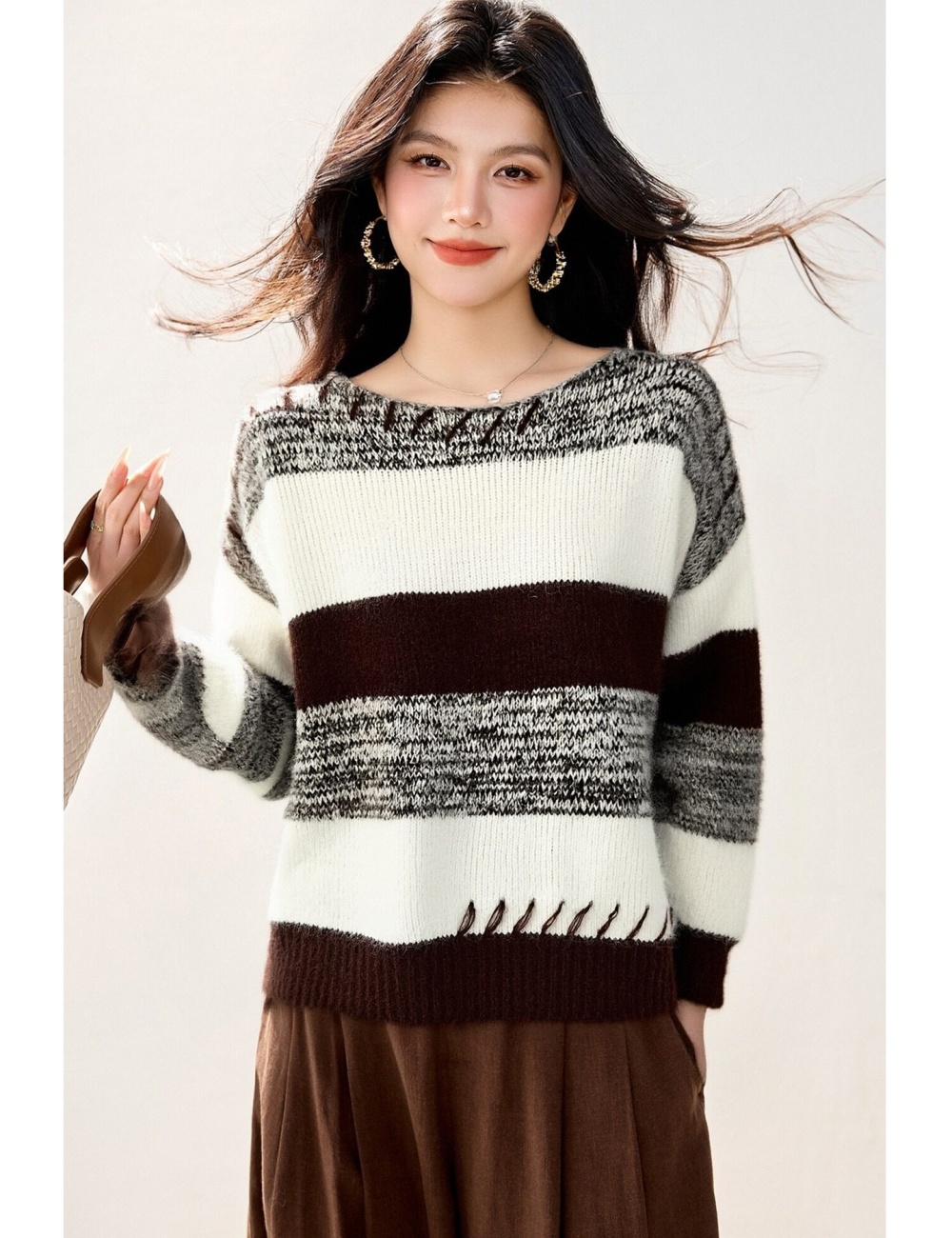 Long sleeve Casual lazy fashion stripe sweater for women