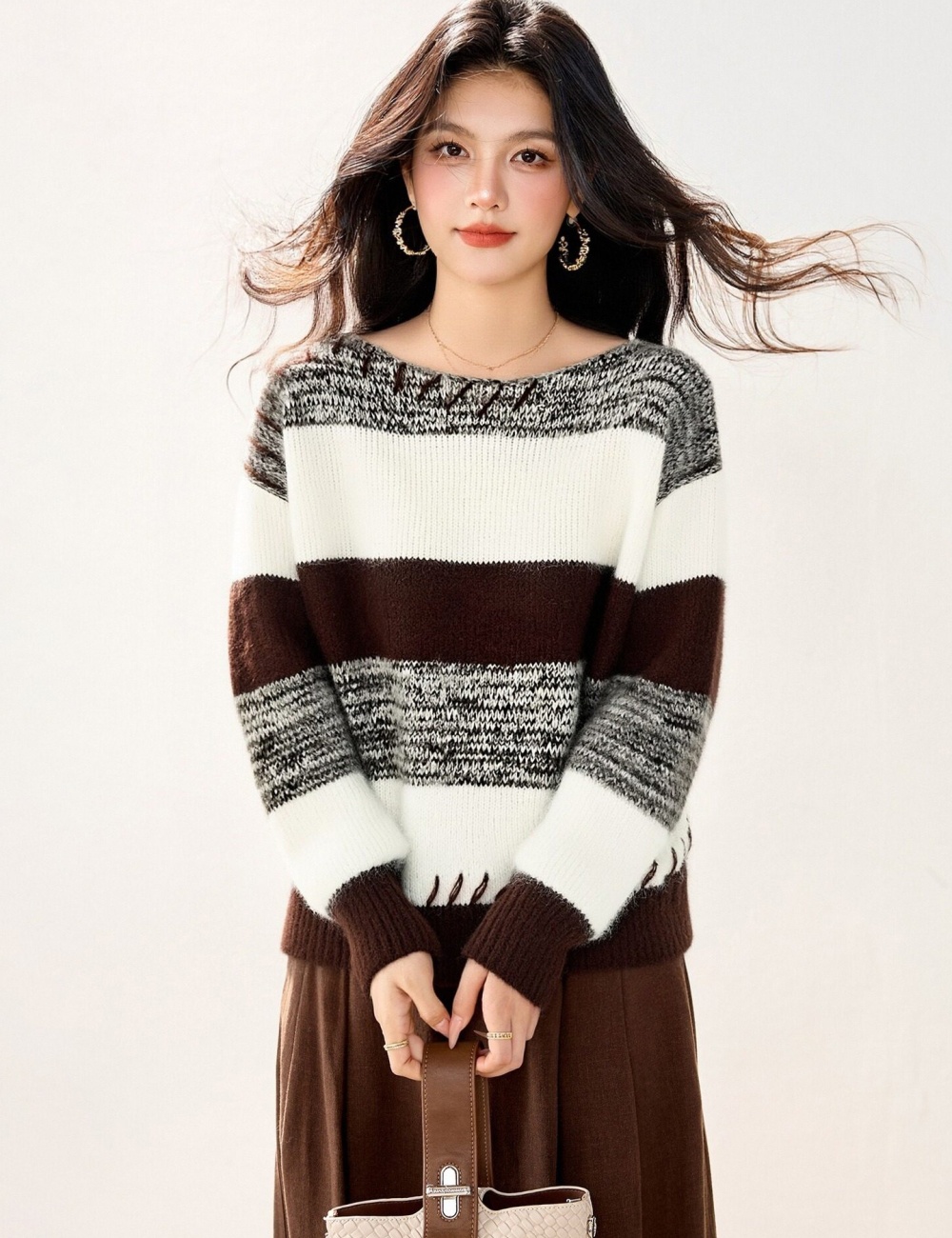Long sleeve Casual lazy fashion stripe sweater for women
