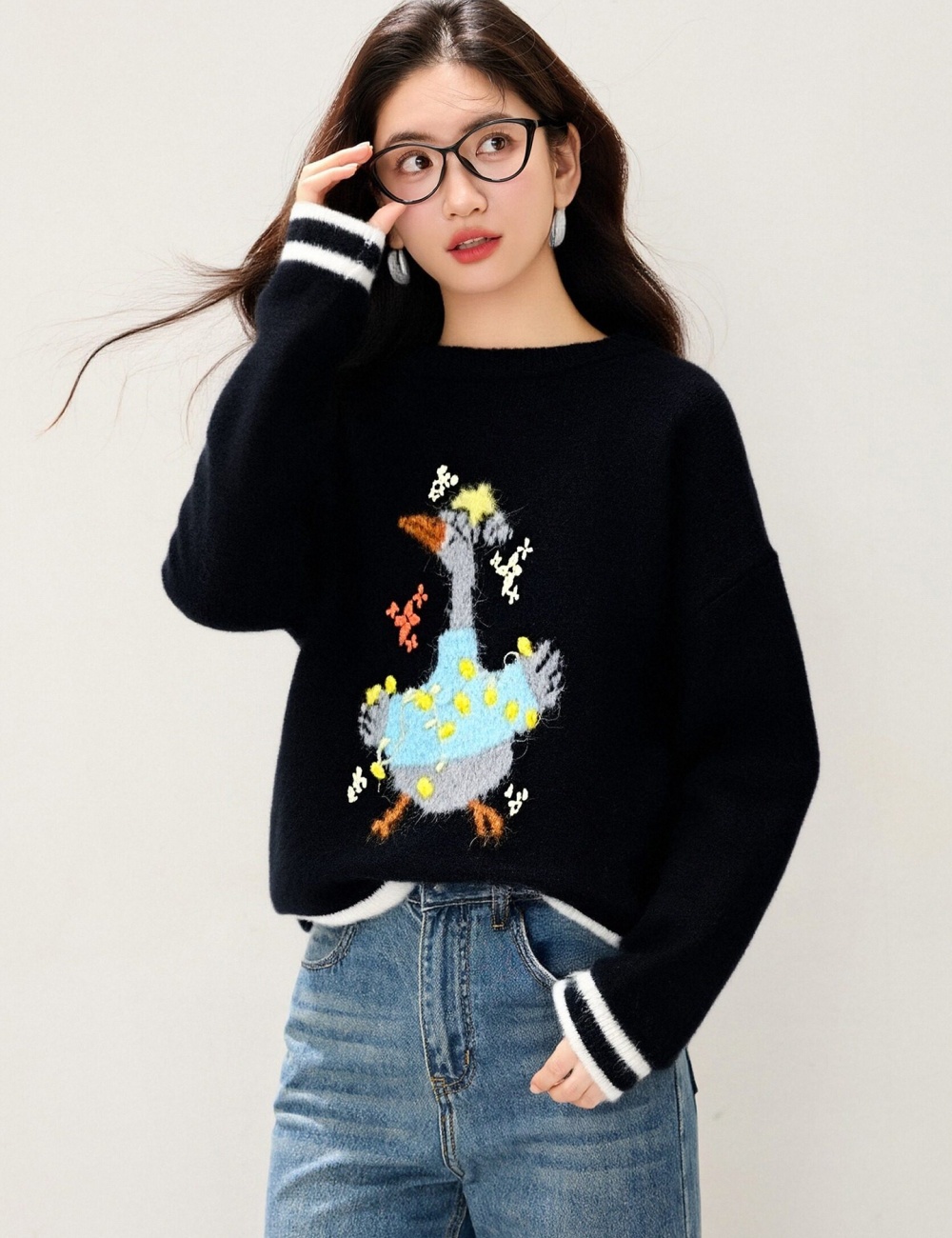 Show young lazy cartoon sweater loose spring tops