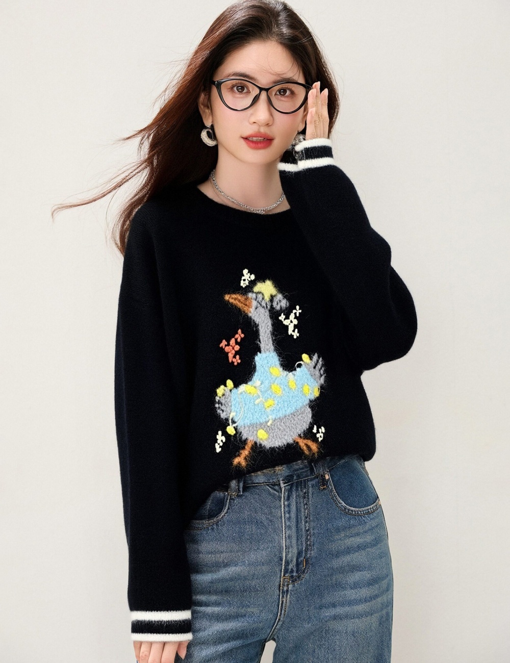 Show young lazy cartoon sweater loose spring tops