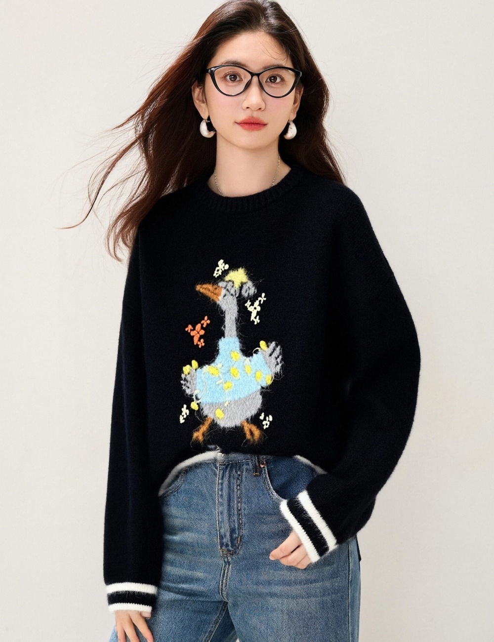 Show young lazy cartoon sweater loose spring tops