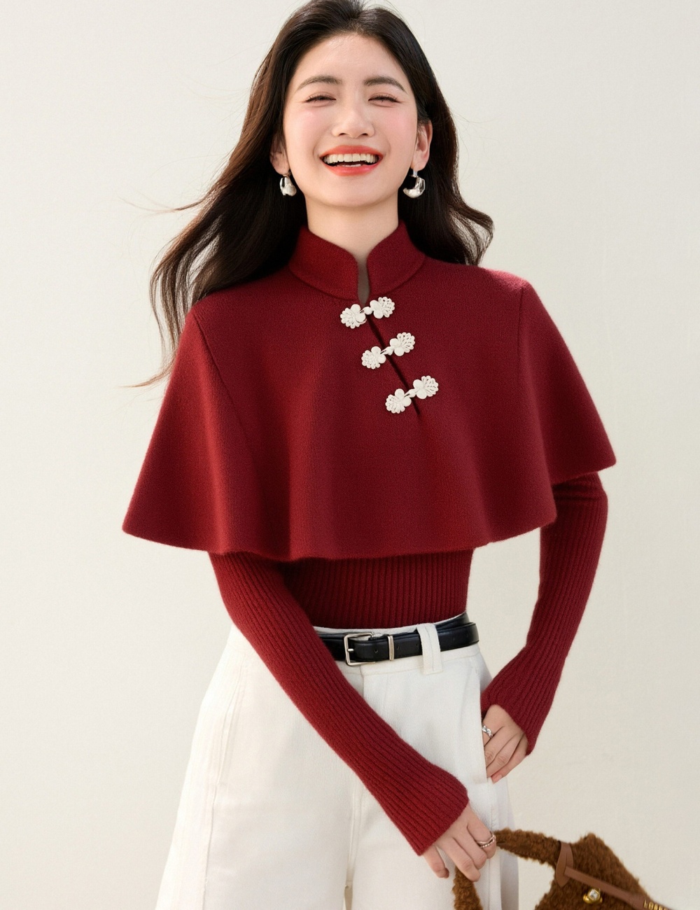 Red spring tops Chinese style shawl