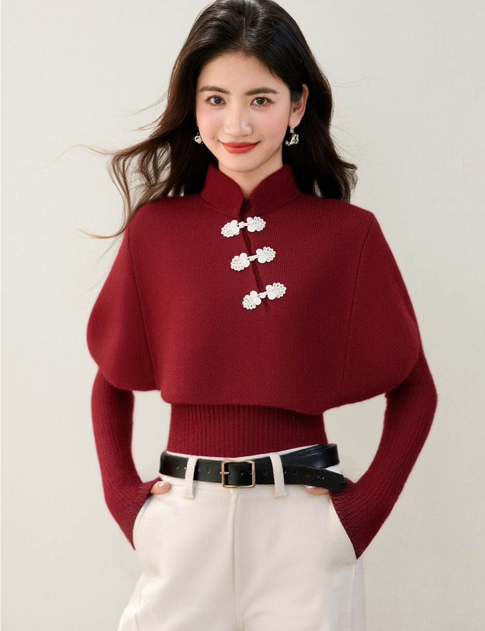 Red spring tops Chinese style shawl