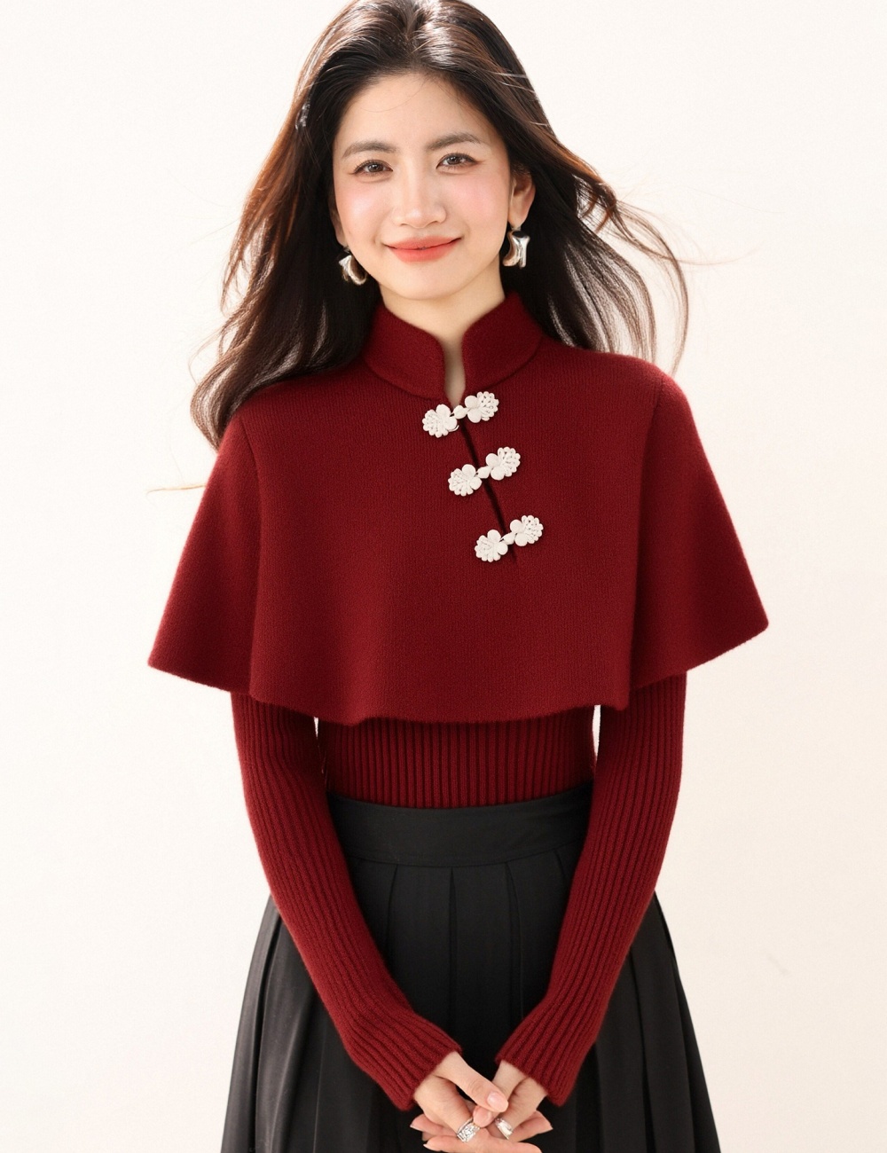 Red spring tops Chinese style shawl