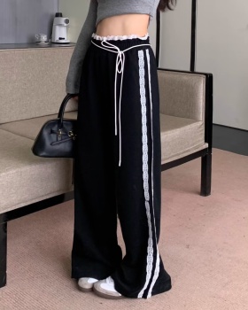 Casual wide leg pants splice sweatpants for women
