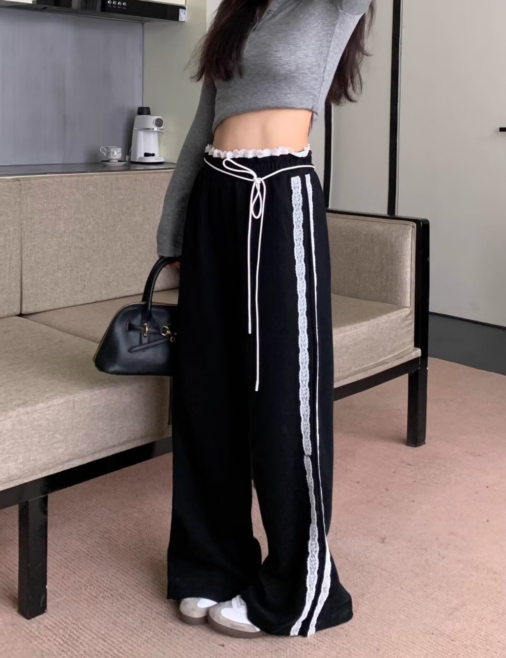 Casual wide leg pants splice sweatpants for women
