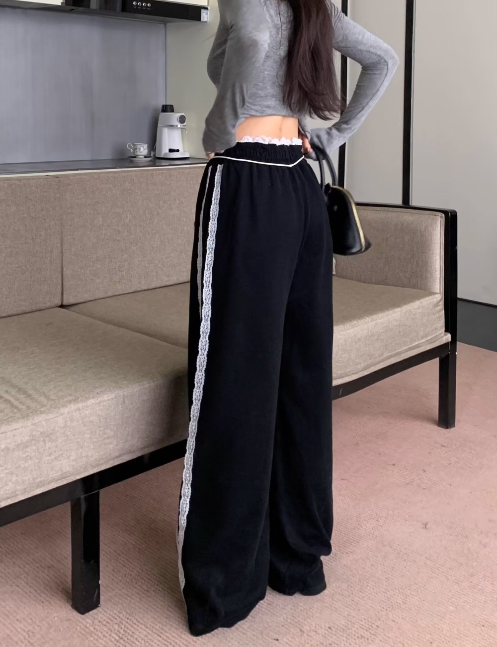 Casual wide leg pants splice sweatpants for women