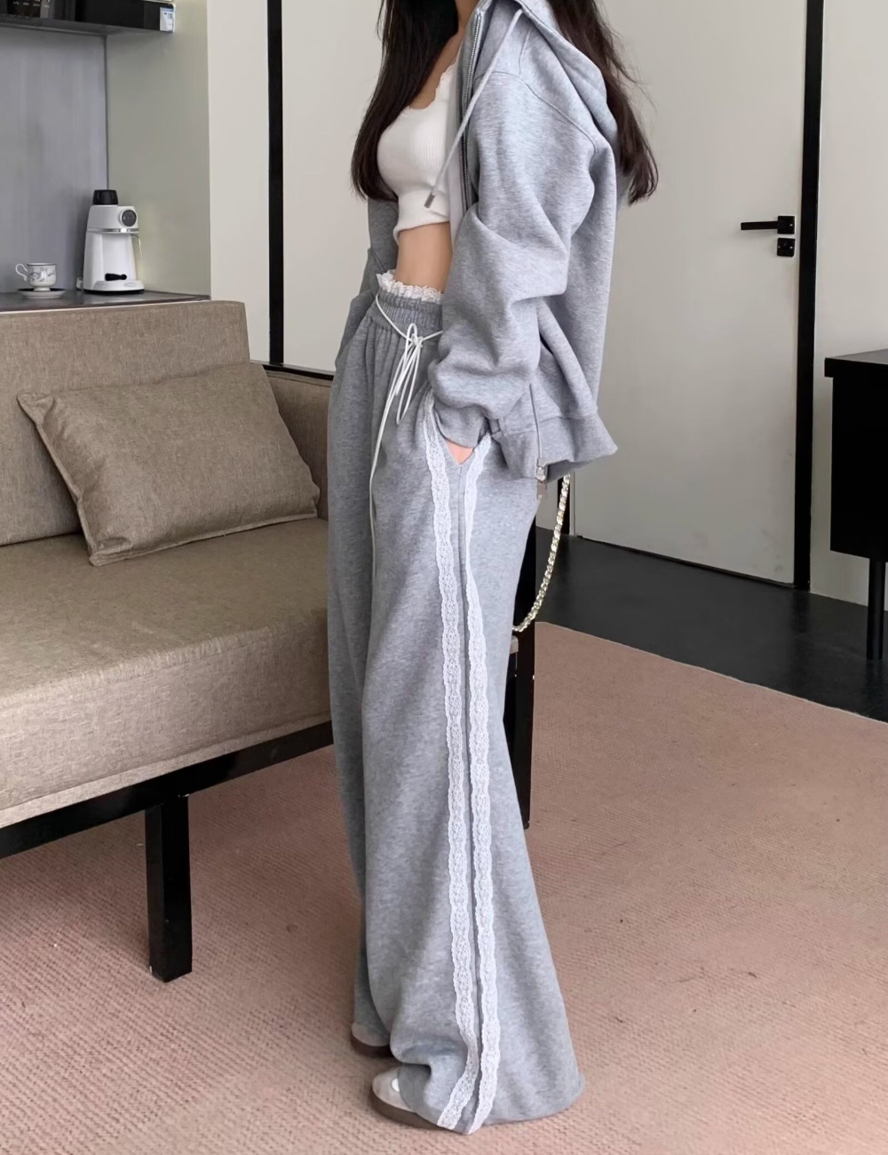 Casual wide leg pants splice sweatpants for women