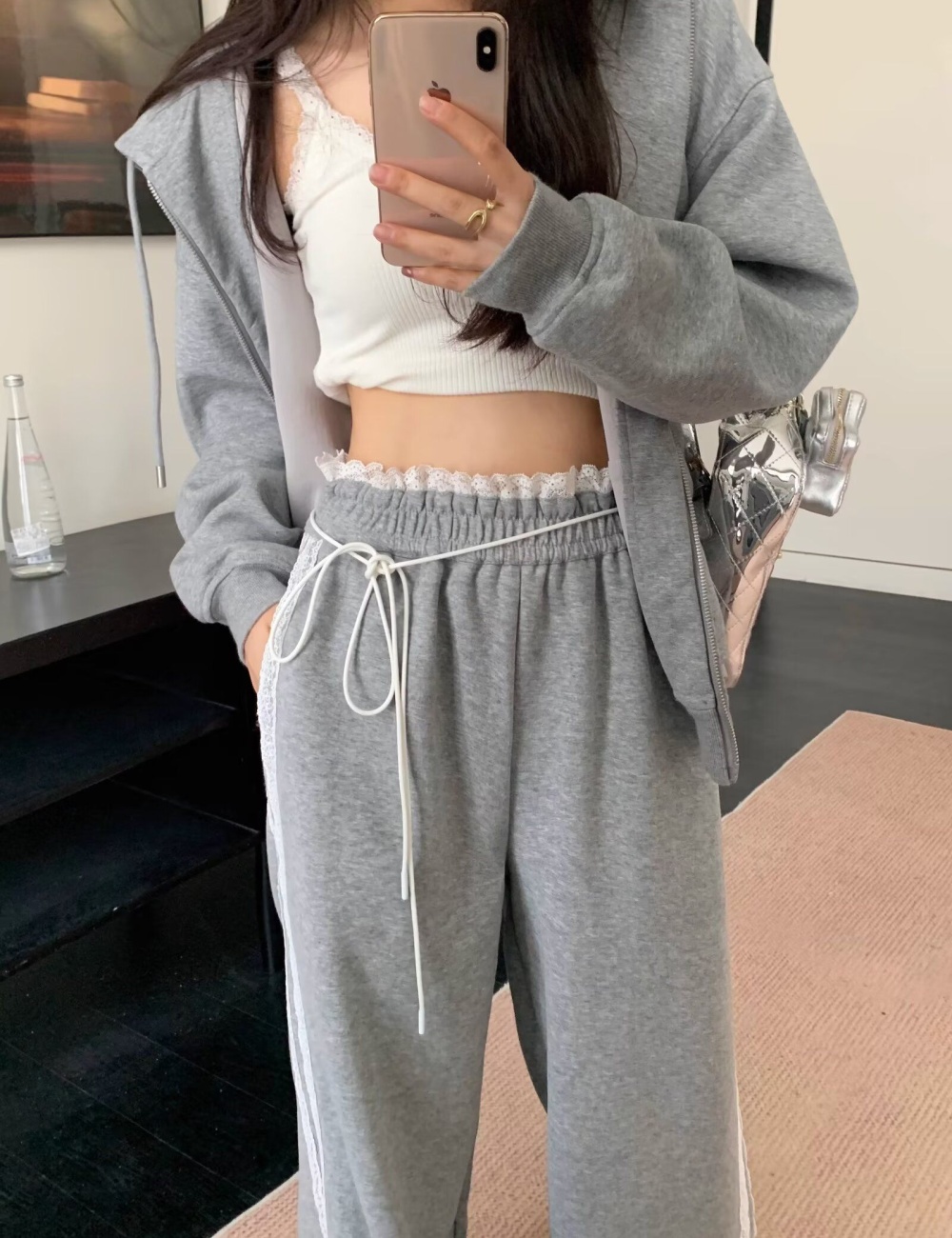 Casual wide leg pants splice sweatpants for women