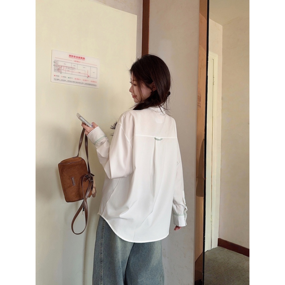 Unique spring shirt white mixed colors tops