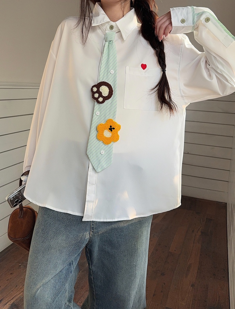 Unique spring shirt white mixed colors tops