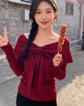 Winter red bottoming shirt autumn and winter tops