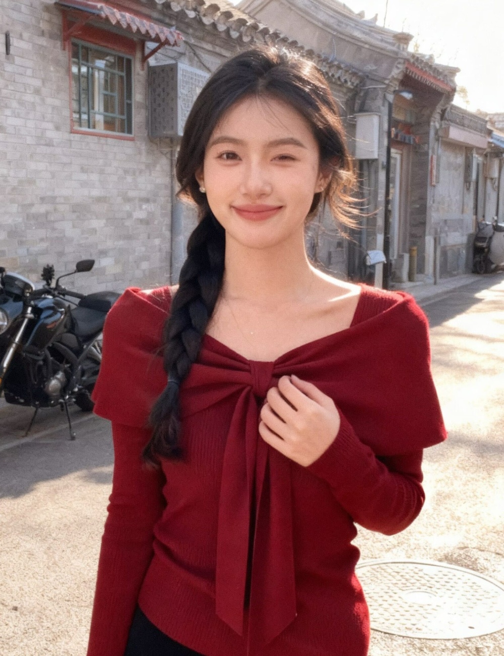 Winter red bottoming shirt autumn and winter tops