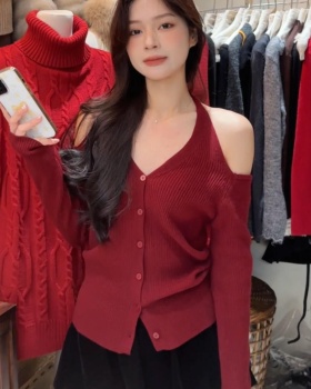 Halter Korean style tops strapless sweater for women