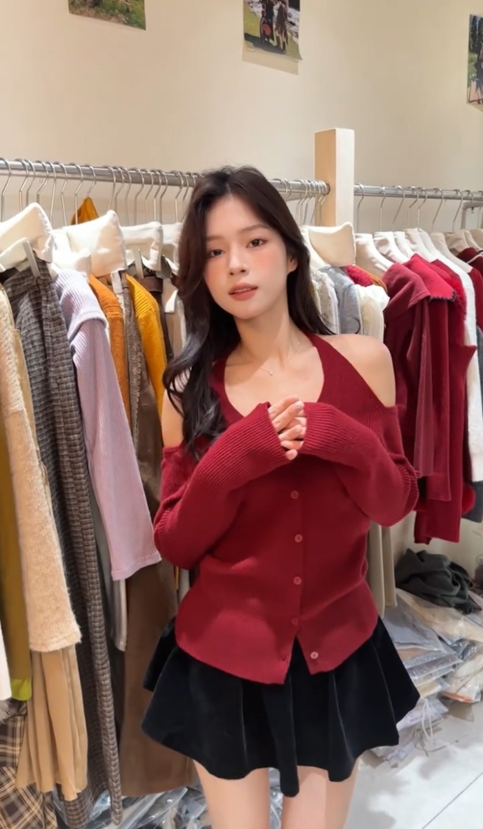 Halter Korean style tops strapless sweater for women