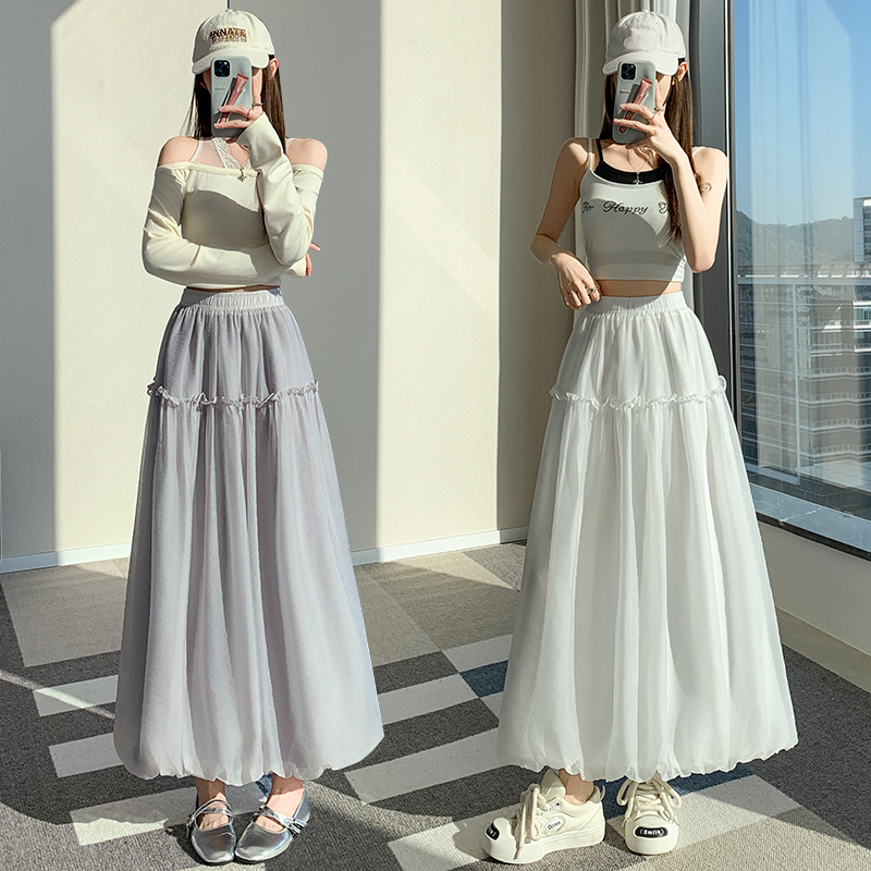 Thick and disorderly college style skirt long bud skirt for women