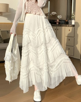 A-line cake gauze wood ear irregular skirt for women
