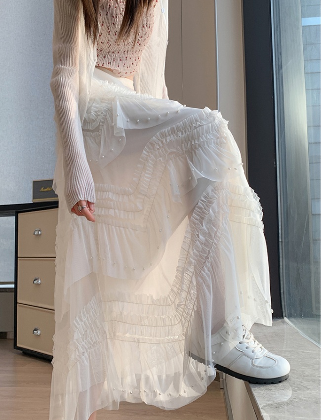 A-line cake gauze wood ear irregular skirt for women