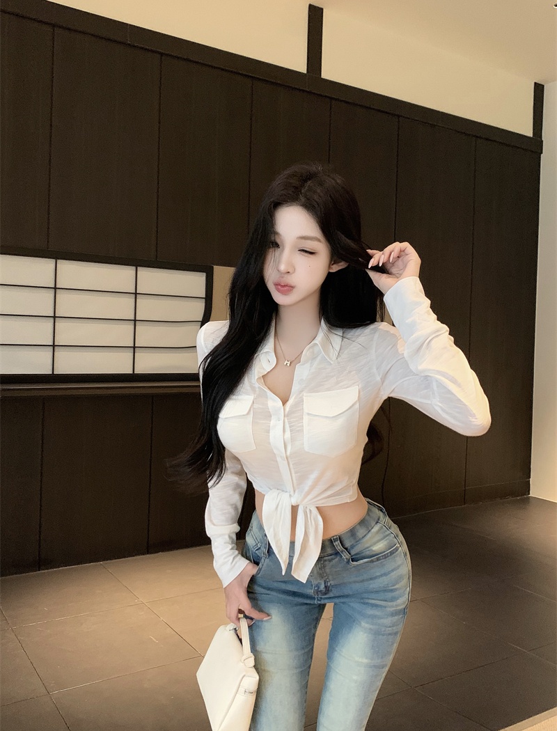 Bandage pinched waist shirt