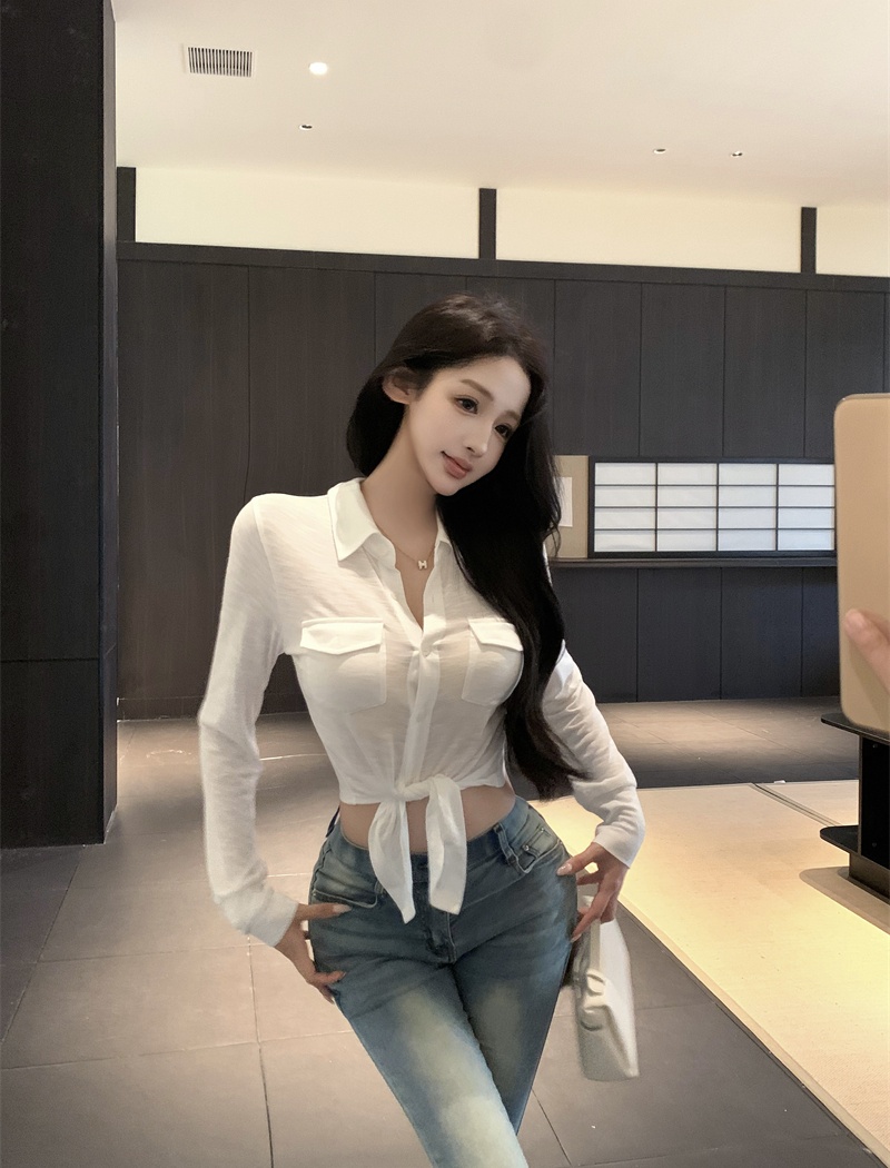 Bandage pinched waist shirt