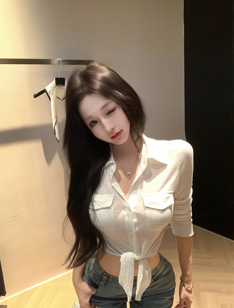 Bandage pinched waist shirt