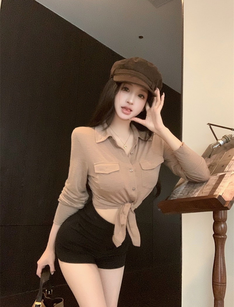 Bandage pinched waist shirt